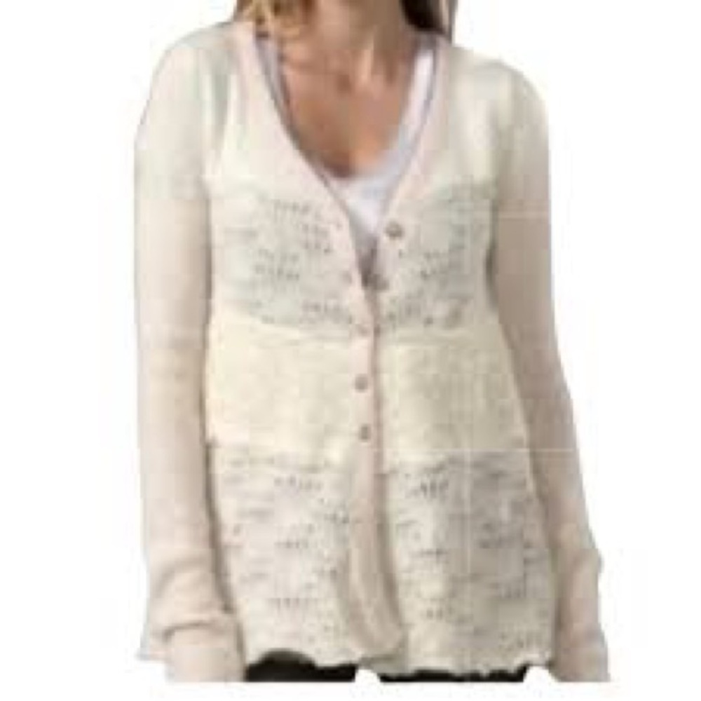 BEAUTIFUL WOMEN’S FREE PEOPLE LACE WOOL ALPACA HONEYSUCKLE YEARS MEDIUM SWEATER